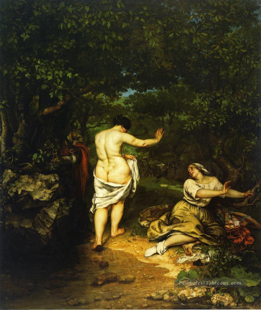 Les Baigneurs Réalistes réalisme peintre Gustave Courbet Peintures à l'huile